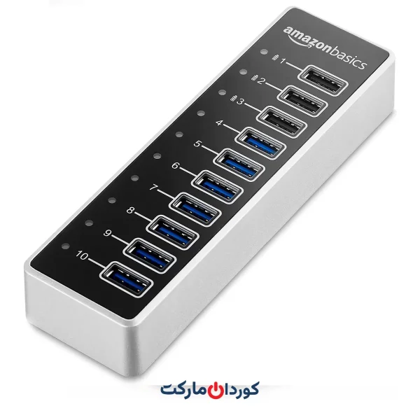 هاب 10 پورت Amazon Baiscs | USB 3 با آداپتور برق - 65W