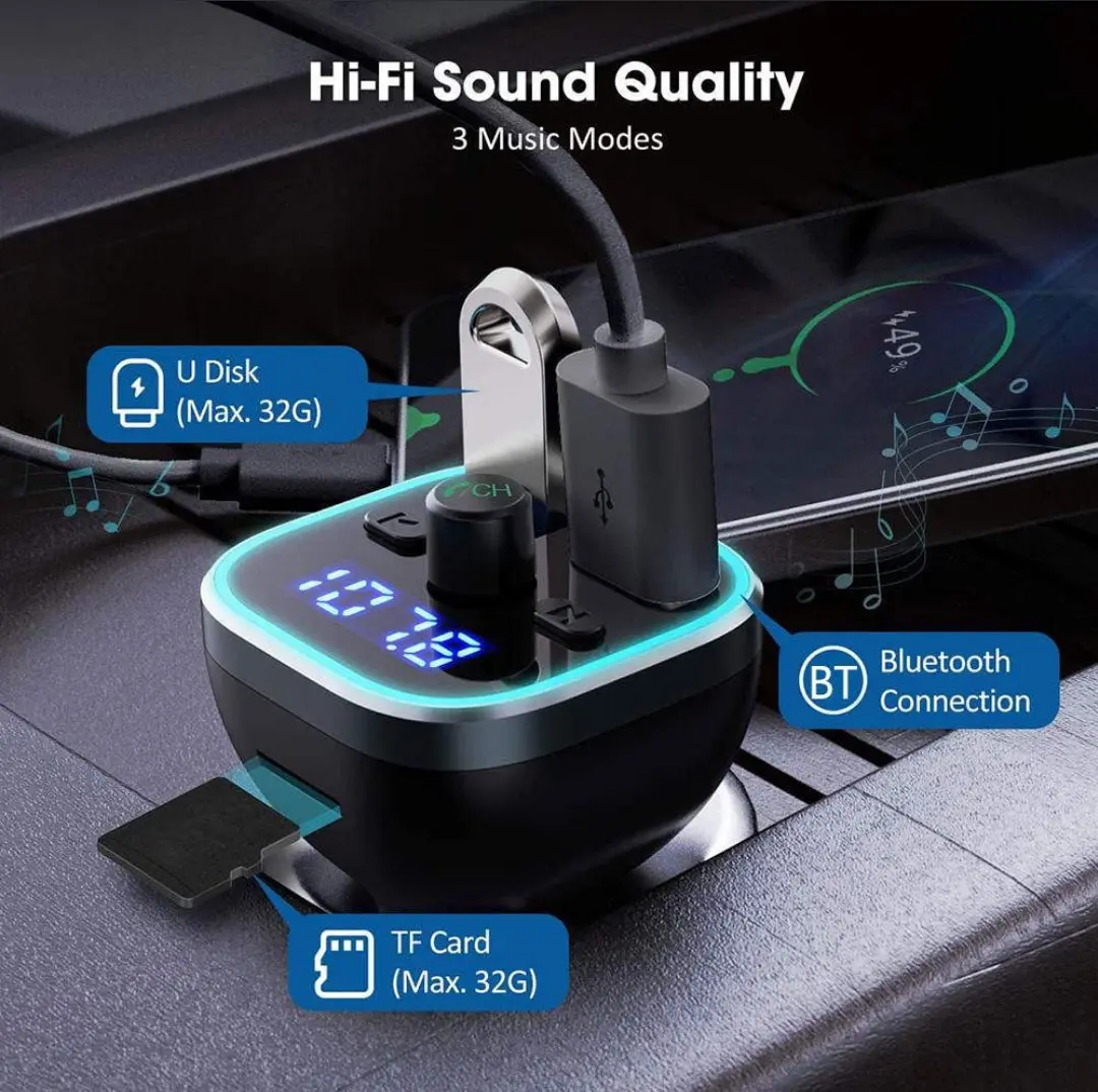 VicTsing فرستنده بلوتوث FM برای اتومبیل - VTBH378AB