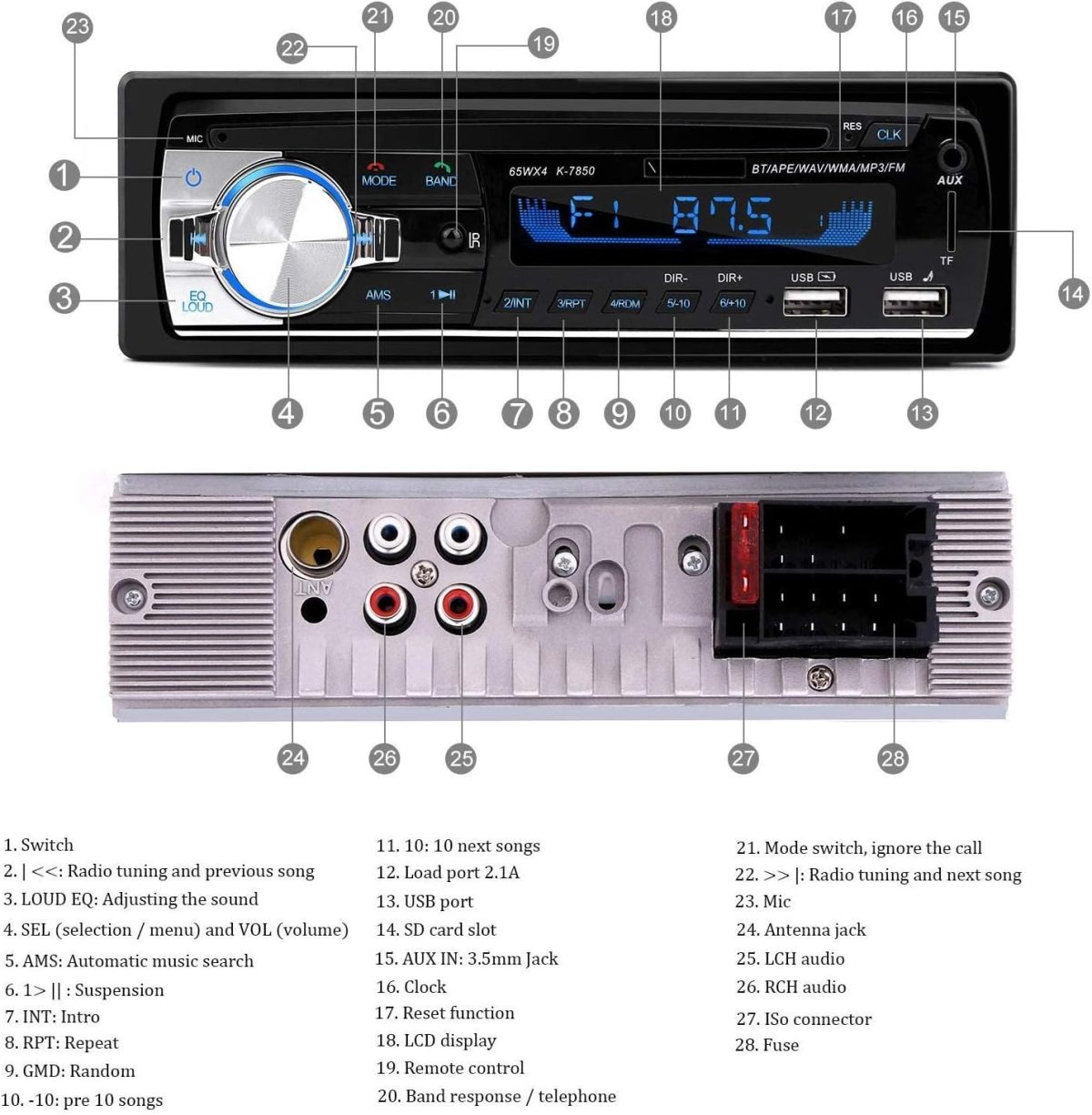 پخش خودرو بلوتوثی، اندروید-N-1901 - Car Radio Bluetooth Hands-Free, CENXINY | iOS