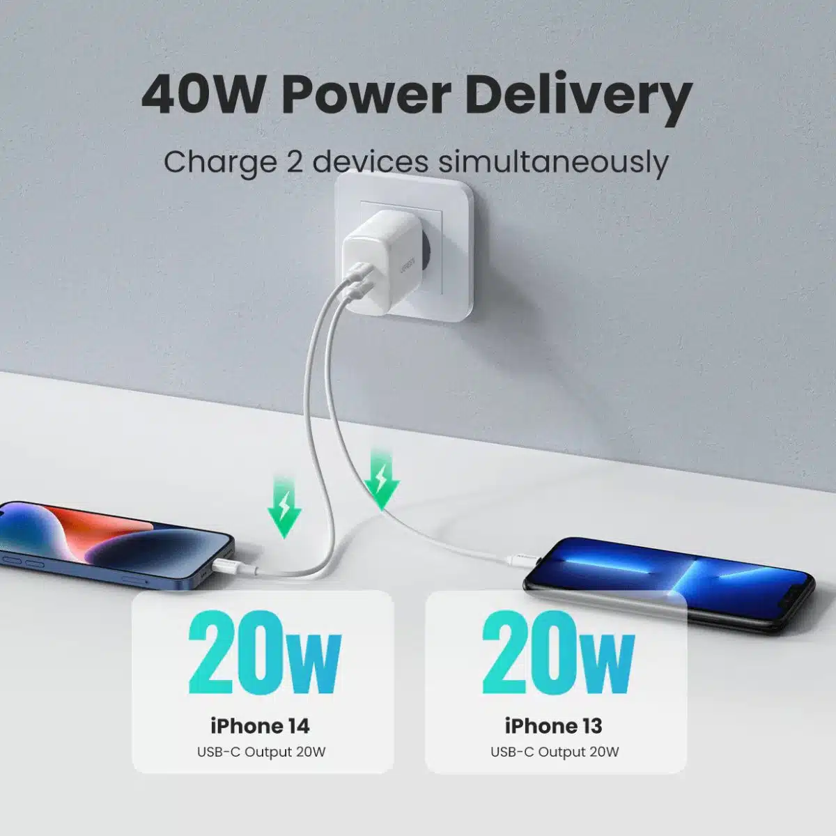 شارژر 2پورت سریع مدل یوگرین UGREEN CD243 Nexode 40W Charger - Image 3