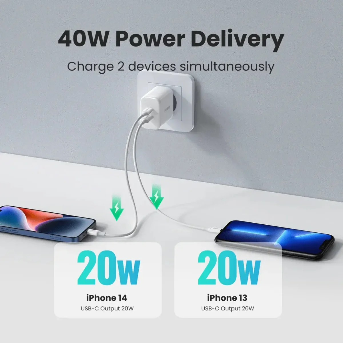 شارژر 2پورت سریع مدل یوگرین UGREEN CD243 Nexode 40W Charger - Image 3