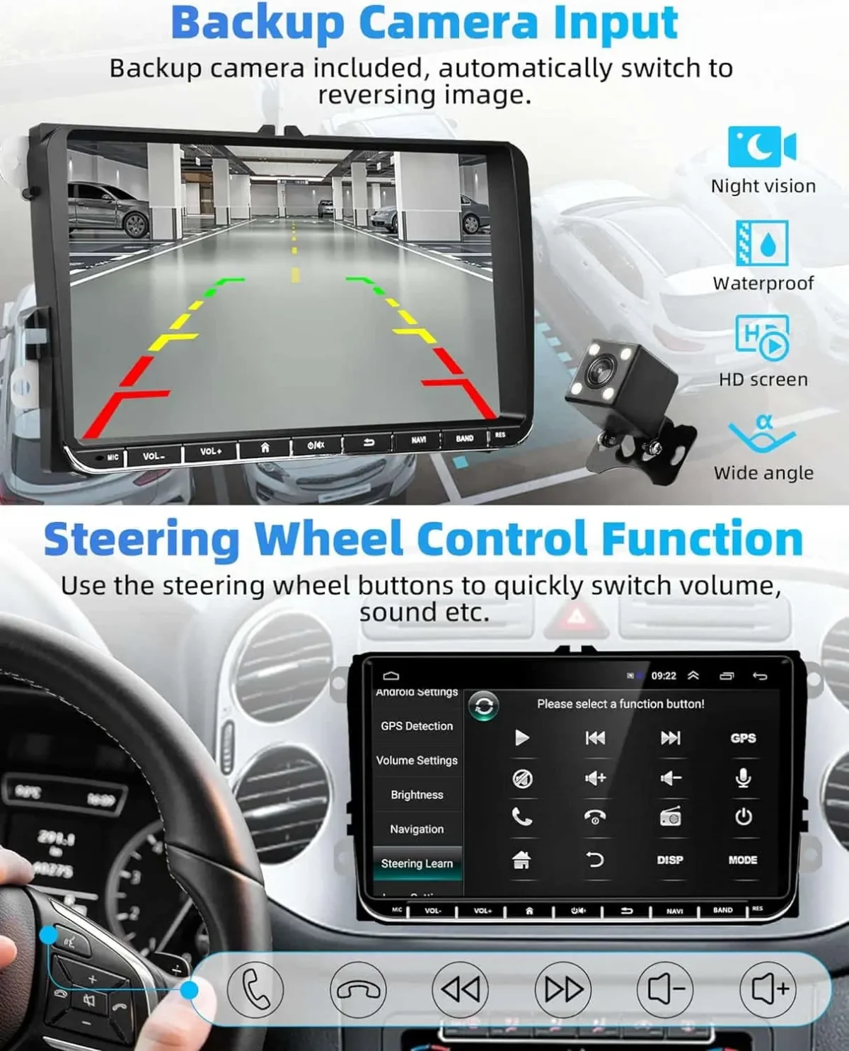 پخش خودرو استریو صفحه لمسی، بلوتوث، GPS + دوربین UNITOPSCI
