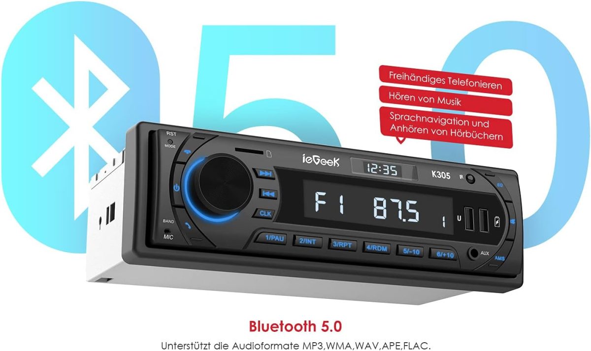 پخش خودرو ieGeek Car Radio Bluetooth 5.0 k305