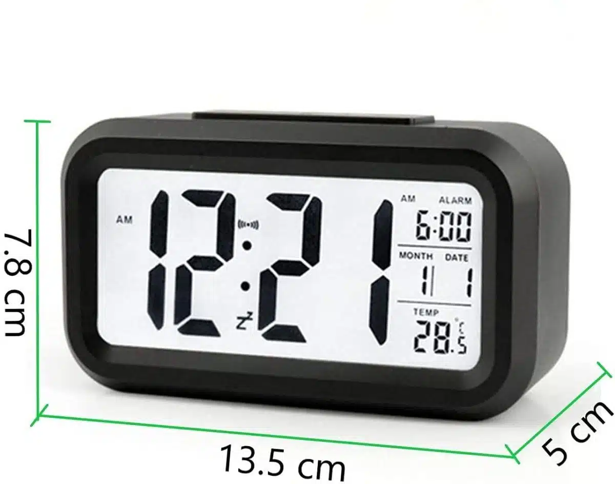 ساعت زنگ دار چند منظوره دیجیتال هوشمند با نور پس زمینه | LED Digital Clock با سنسور خودکار