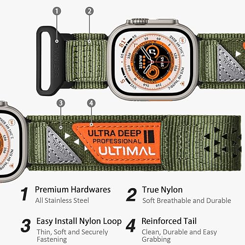 بند ورزشی ULTIMAL نایلونی مقاوم برای اپل واچ Nylon Watch Band