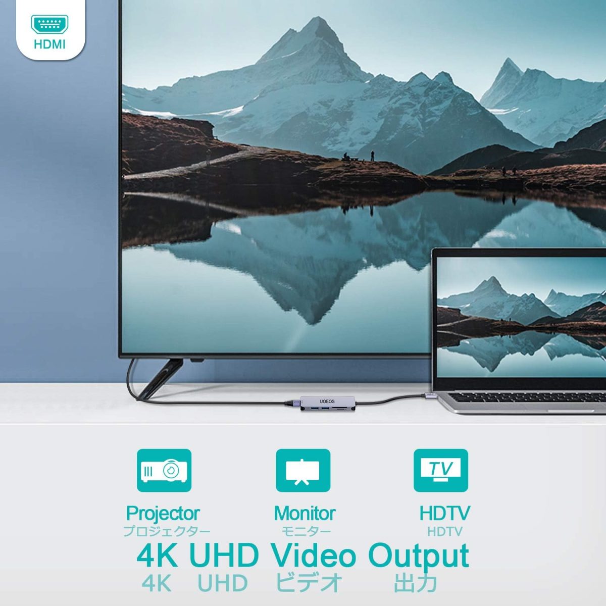 هاب (مبدل) تایپ سی به پورتهای مختلف C to Hdmi - uoeos