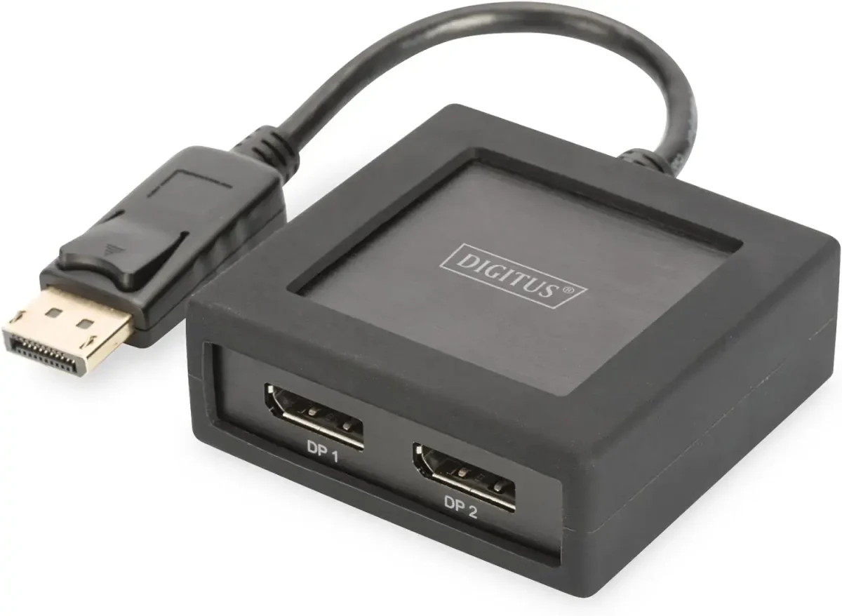 مبدل Digitus DisplayPort، اسپلیتر، DP به 2X DP، 4K Ultra HD، 4096 x 2160 پیکسل، مشکی