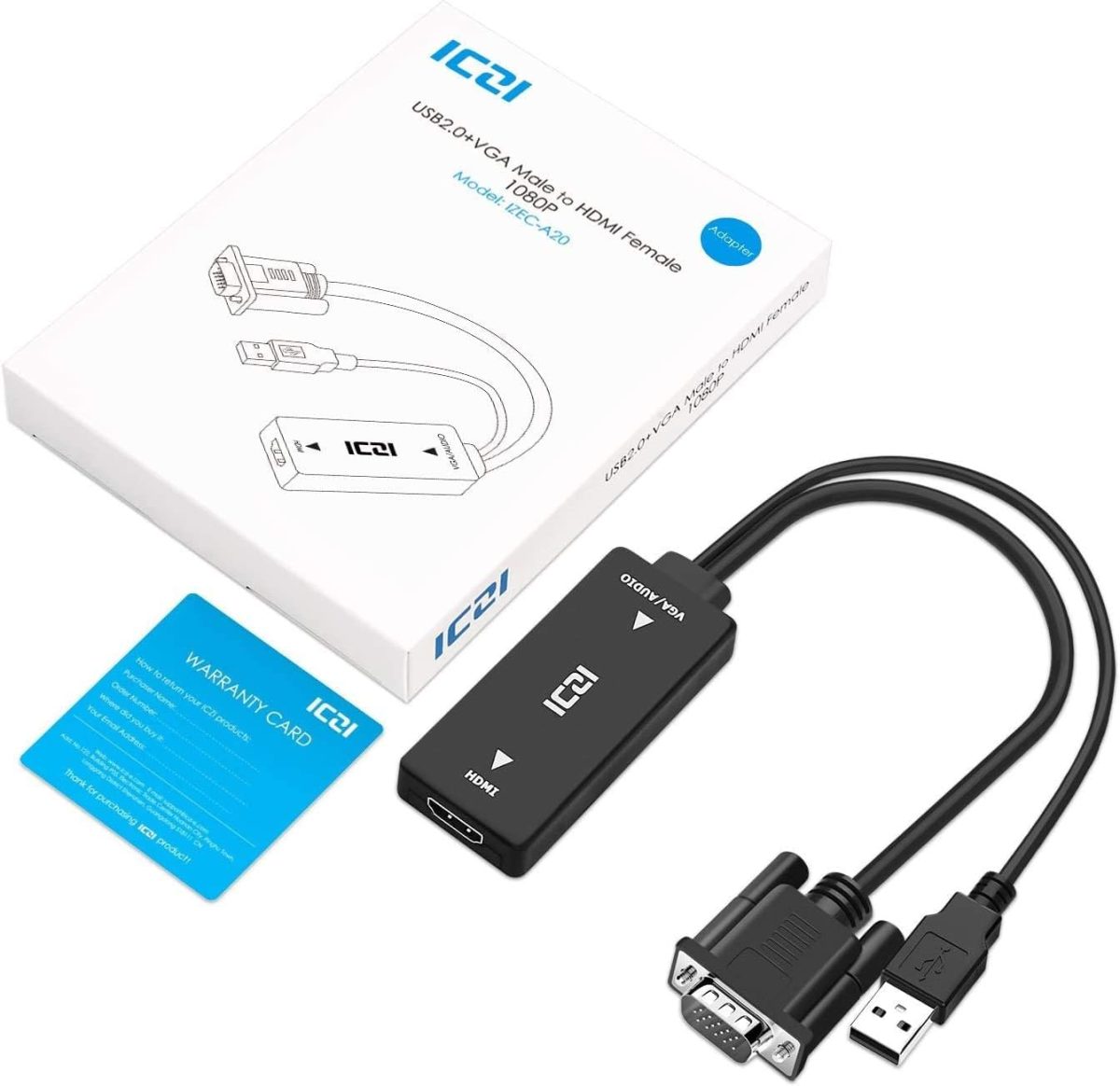 مبدل VGA به HDMI با پورت USB | برند ICZI