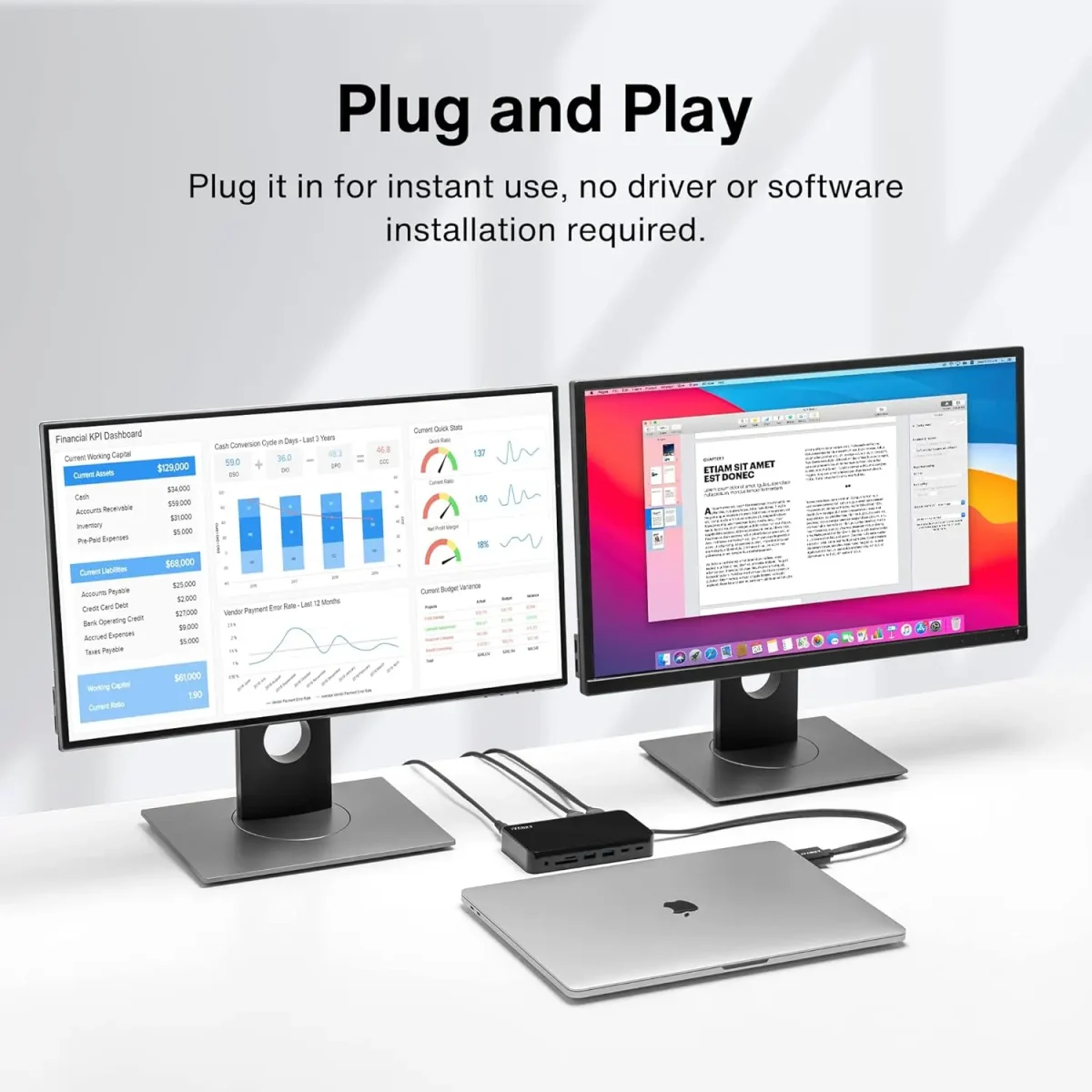 مبدل MacBook Pro Docking Station با آداپتور برق Dual 4K, (2 HDMI، RJ45، SD/TF، 6 پورت USB، صوتی 3.5 میلی متر) | برند iVANKY