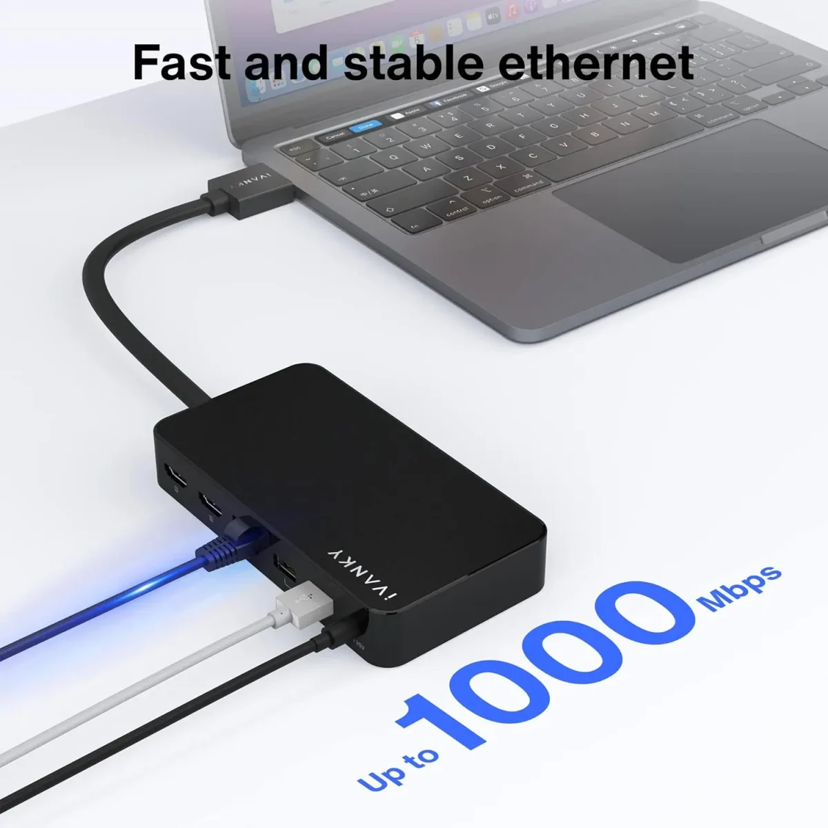 مبدل MacBook Pro Docking Station با آداپتور برق Dual 4K, (2 HDMI، RJ45، SD/TF، 6 پورت USB، صوتی 3.5 میلی متر) | برند iVANKY