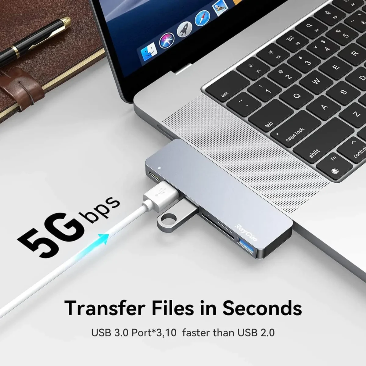 پورت هاب USB C | RayCue با آداپتور MacBook Multiport با Thunderbolt 3/3T, 3 Ports USBSDd3, 3