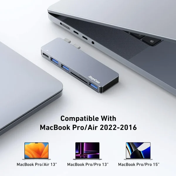 پورت هاب USB C | RayCue با آداپتور MacBook Multiport با Thunderbolt 3/3T, 3 Ports USBSDd3, 3