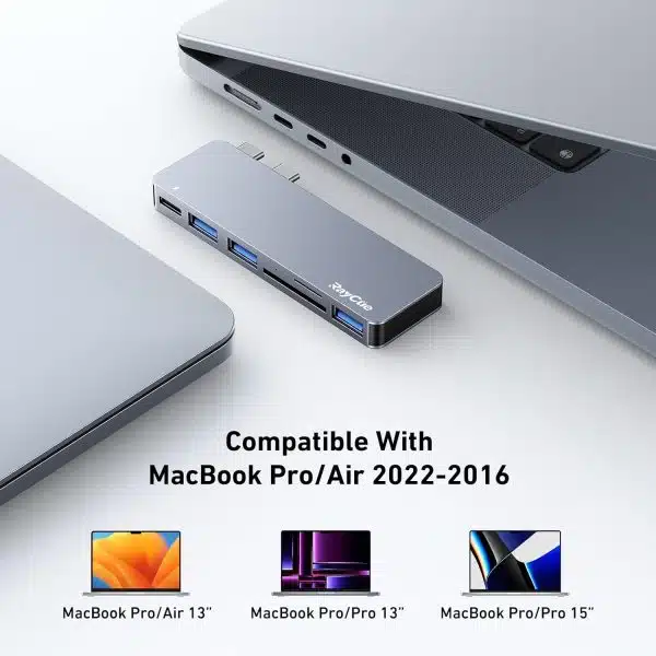 پورت هاب USB C | RayCue با آداپتور MacBook Multiport با Thunderbolt 3/3T, 3 Ports USBSDd3, 3