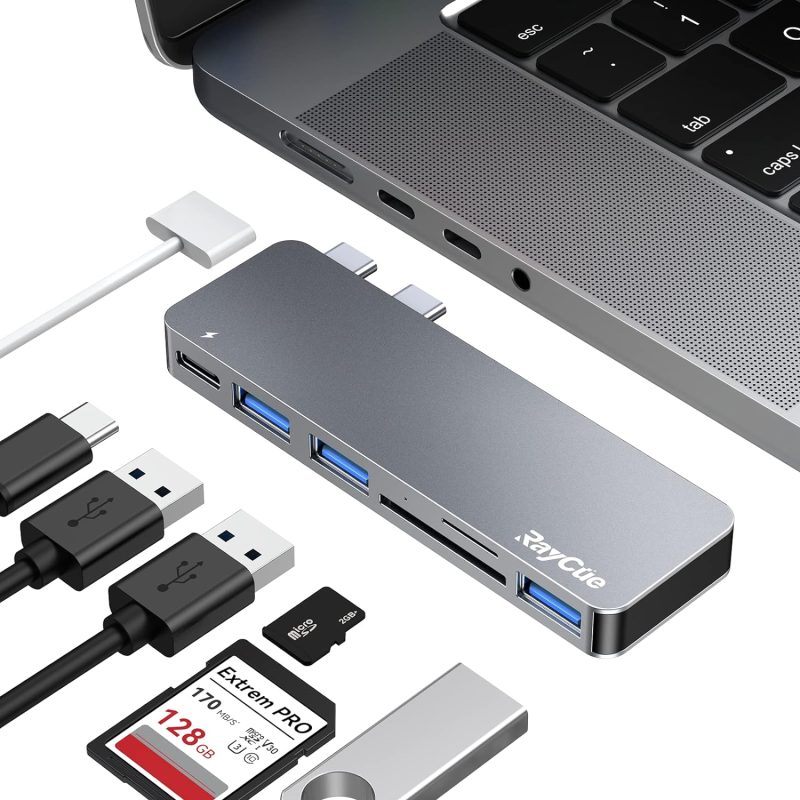 پورت هاب USB C | RayCue با آداپتور MacBook Multiport با Thunderbolt 3/3T, 3 Ports USBSDd3, 3
