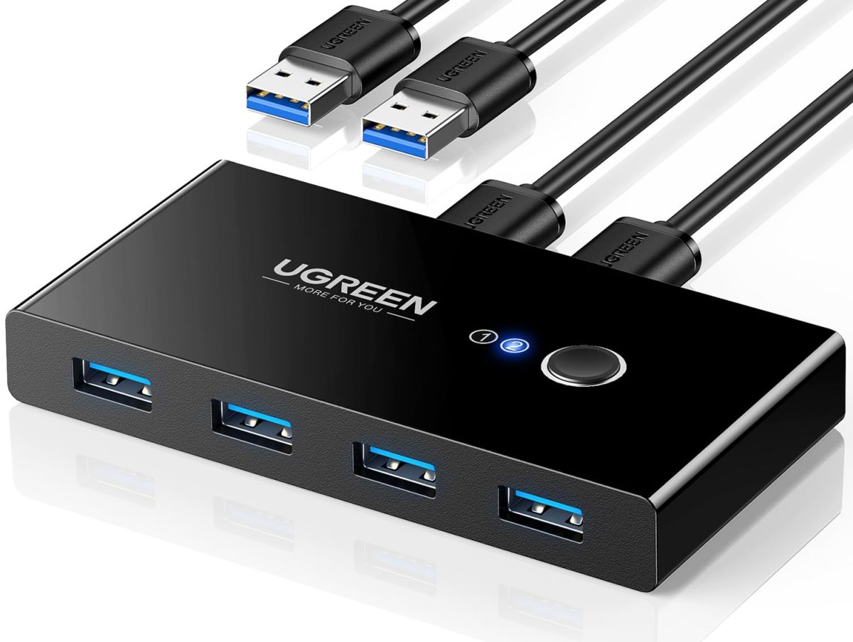 سوئیچ 4 پورت یوگرین USB 3.0 با کابل نر USB 3