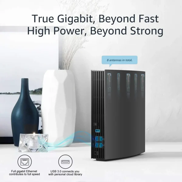 روتر اینترنت بی سیم دو باند (وایفای) هوشمند WAVLINK AC3200 با صفحه نمایش LCD