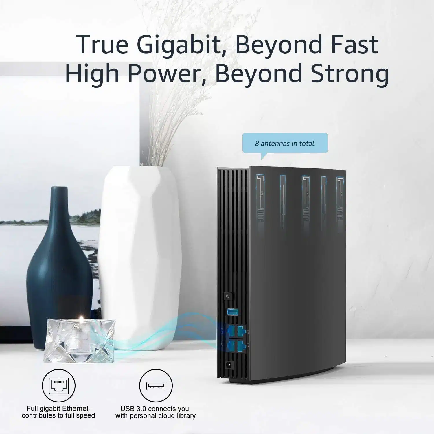 روتر اینترنت بی سیم دو باند (وایفای) هوشمند WAVLINK AC3200 با صفحه نمایش LCD