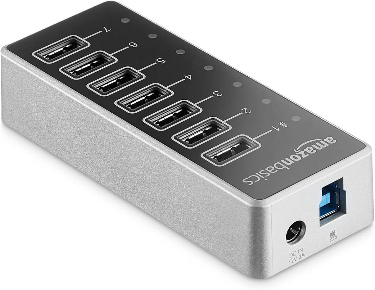هاب 7 پورت Amazon Baiscs | USB 3 با آداپتور برق - 36W (12V/3A)