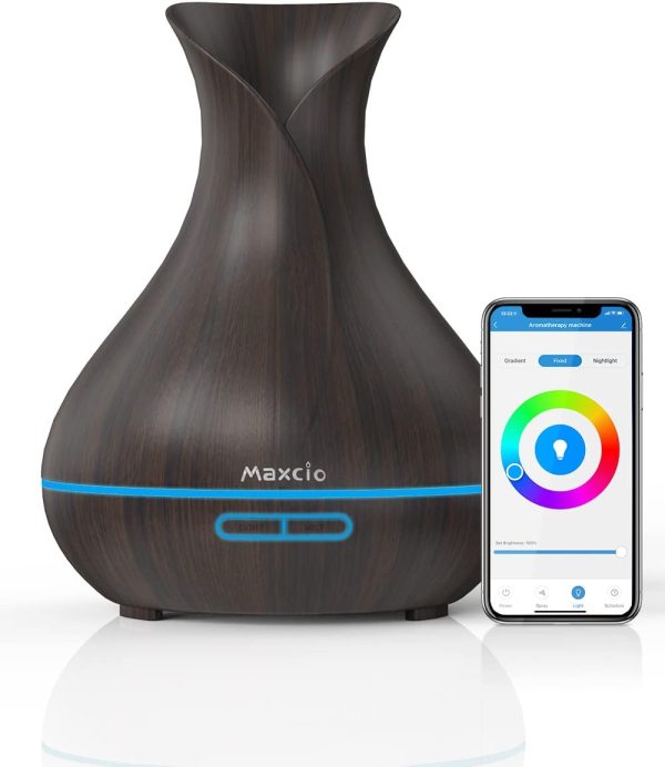 دستگاه بخور/خوشبو کننده و رطوبت ساز (آروماتراپی هوشمند) Maxcio, Aroma Diffuser | با تایمر و 7 نور RGB، مدل DT-1522-X