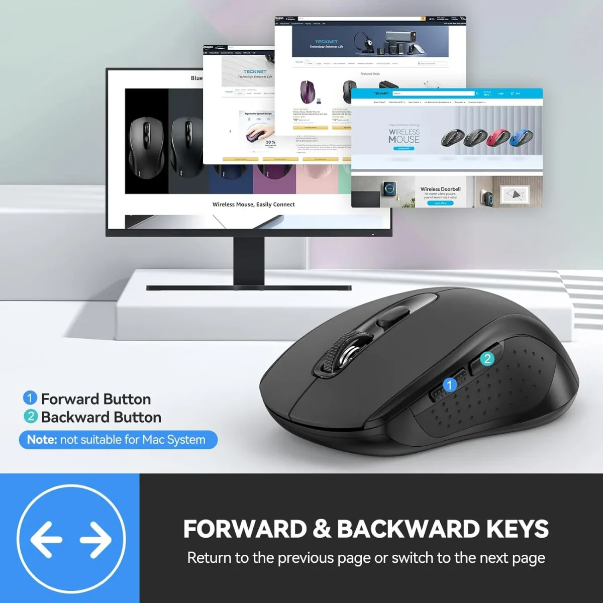 ماوس بلوتوث TECKNET، (BT 5.0/3.0+2.4 گیگاهرتز) | EWM01832