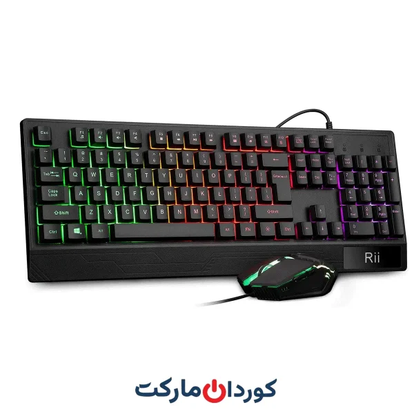 ست کیبورد و ماوس گیمینگ Rii RK400 RGB، مکانیکال سیمی، ماوس ۶ دکمه‌ای RGB