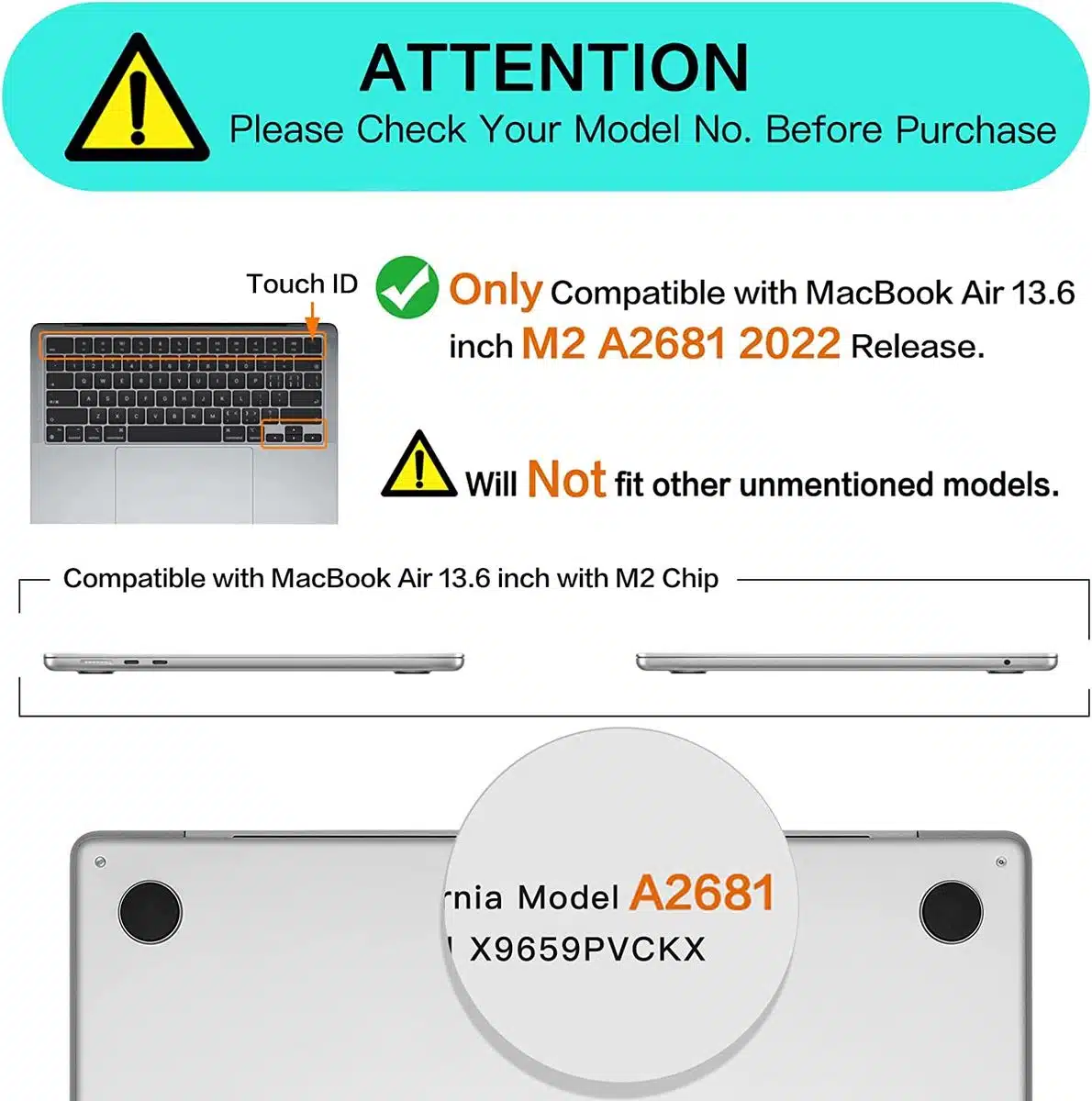 قاب محافظ برای مک بوک | Hard Case for Macbook New Air 13.6 | A2681