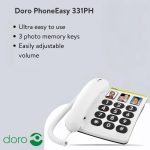 تلفن ثابت با دکمه بزرگ Doro PhoneEasy 331ph برای سالمندان (سفید)