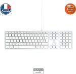 کیبورد سیم دار مدل Clavier Filaire Design Touch Pour Mac FR, سفید، نقره ای