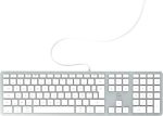 کیبورد سیم دار مدل Clavier Filaire Design Touch Pour Mac FR, سفید، نقره ای