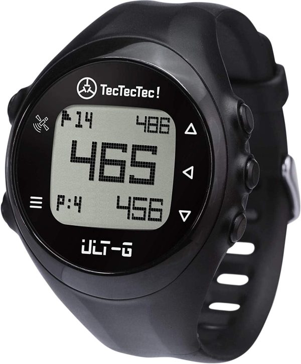 ساعت گلف GPS شیک، سبک و چند منظوره TecTecTec ULT-G، بند مچی بادوام با نمایشگر LCD - مشکی