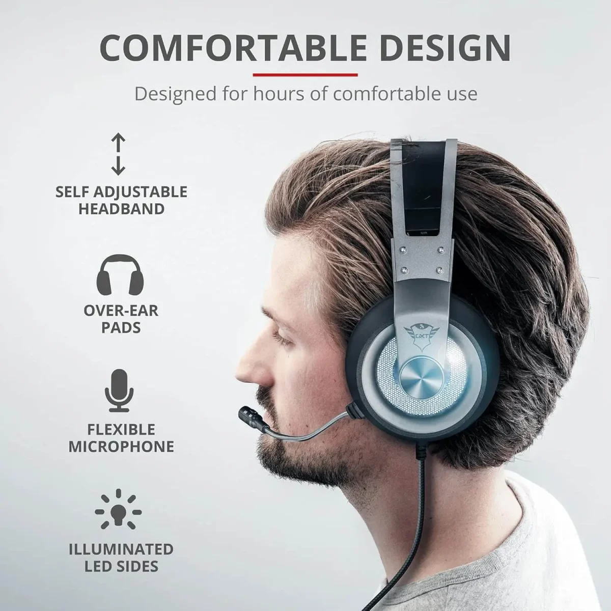 هدست (هدفون) گیمینگ Trust Gaming GXT 4376 Ruptor 7.1، کنترل ولوم صدای On-Ear Cup