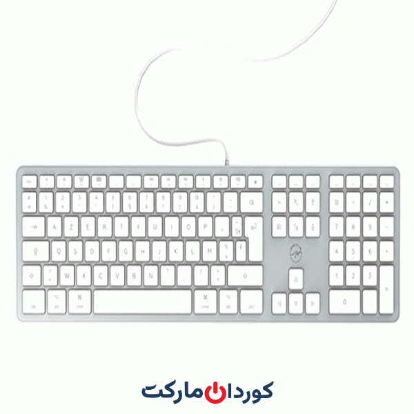 کیبورد برای مک اپل مدل Clavier Filaire Design Touch Pour Mac FR, سفید، نقره ای