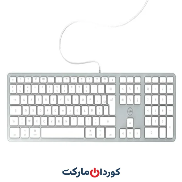 کیبورد برای مک اپل مدل Clavier Filaire Design Touch Pour Mac FR, سفید، نقره ای