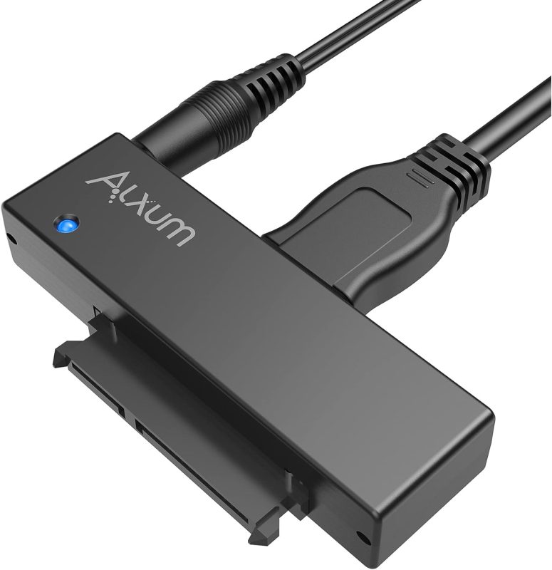 مبدل Alxum USB 3.0 به SATA برای هارد SSD 2.5 و 3.5 اینچی، با آداپتور برق 12 ولت 2 آمپر و کابل USB 3.0