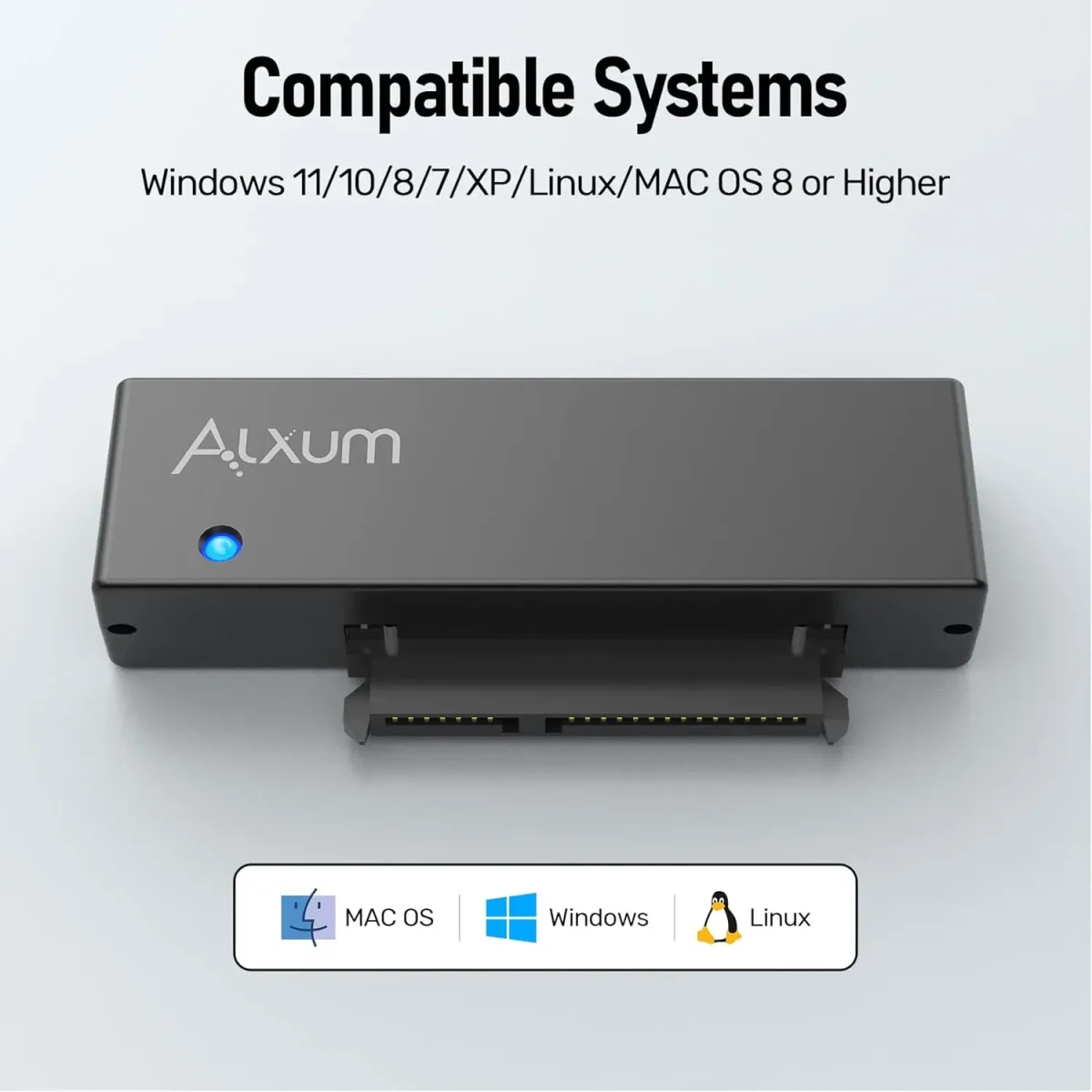مبدل Alxum USB 3.0 به SATA برای هارد SSD 2.5 و 3.5 اینچی، با آداپتور برق 12 ولت 2 آمپر و کابل USB 3.0