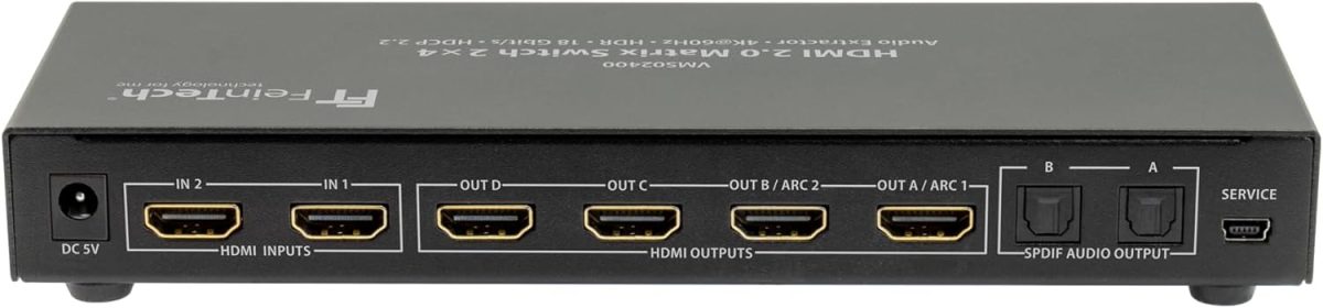 اسپلیتر (جداکننده) HDMI | مدل Matrix Switch 2x4 with Audio Extractor | FeinTech VMS02400