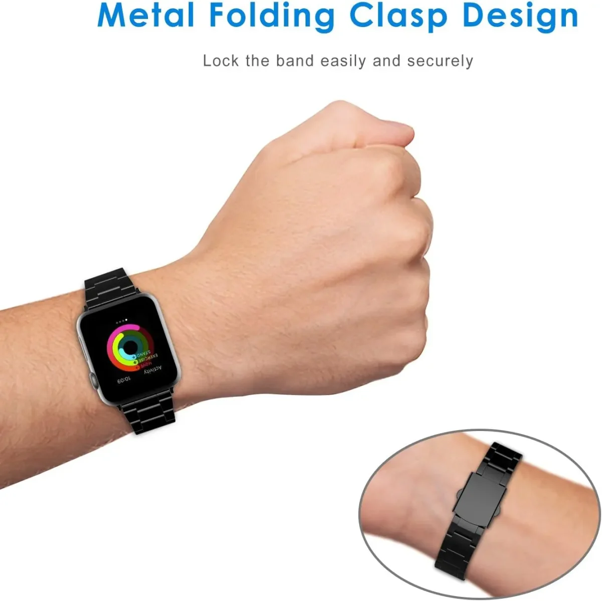 بند ساعت JETech برای Apple Watch 38mm و 40mm، فولاد ضد زنگ، مشکی - Image 4