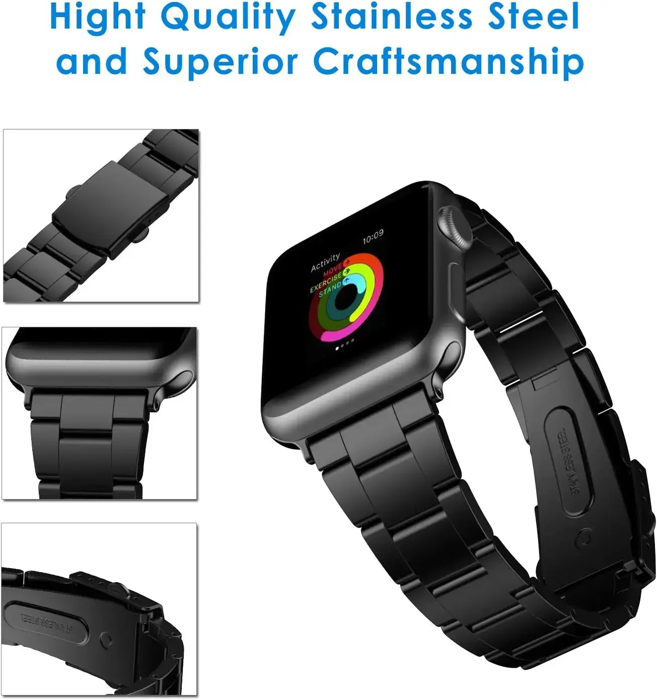 بند ساعت JETech برای Apple Watch 38mm و 40mm، فولاد ضد زنگ، مشکی - Image 2