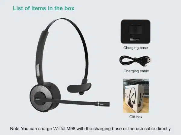 هدست بلوتوثی بی‌سیم Willful M98 با پایه شارژ میکروفون