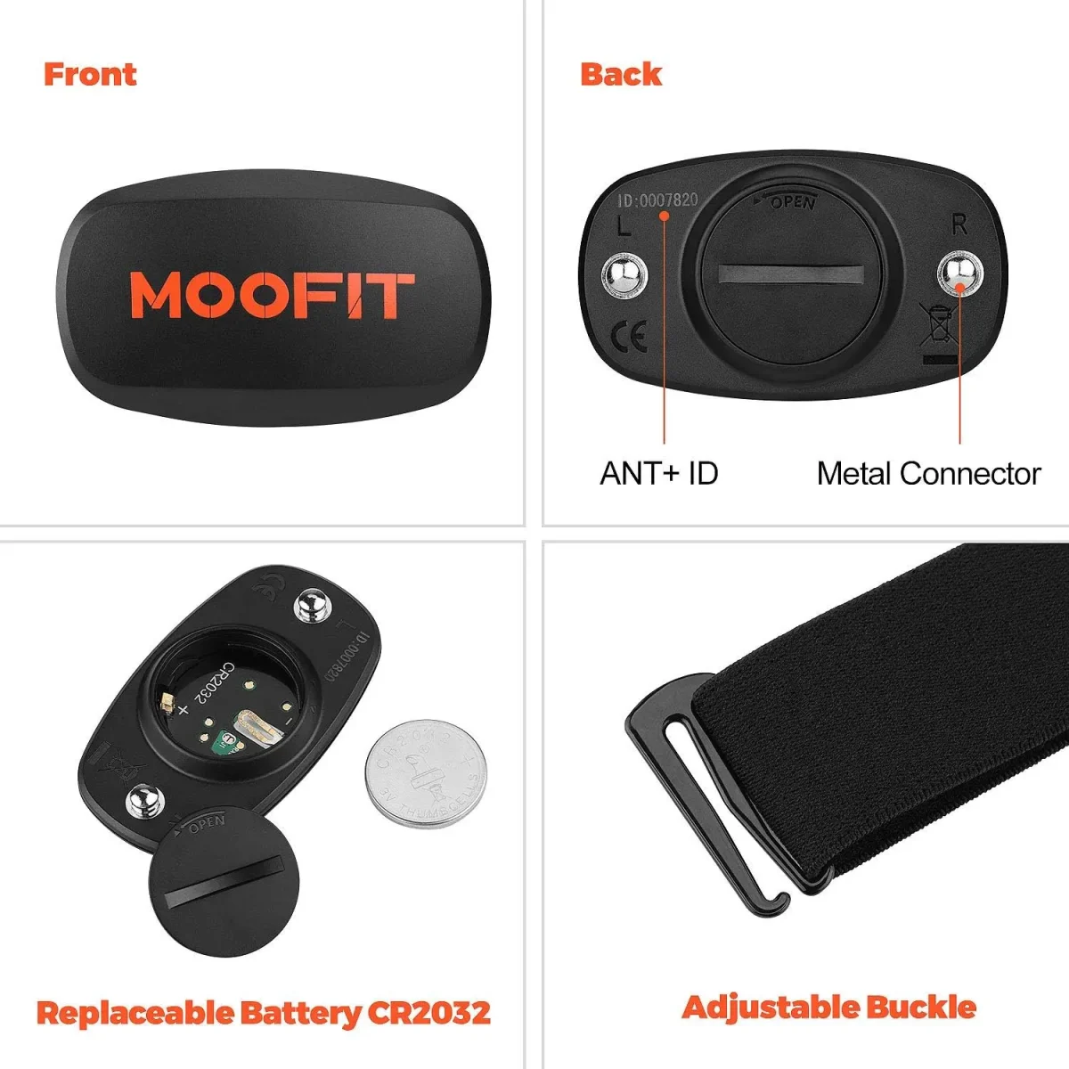 بند قفسه سینه مانیتور ضربان قلب، بلوتوثی و ضد آب مدل HR6 | moofit