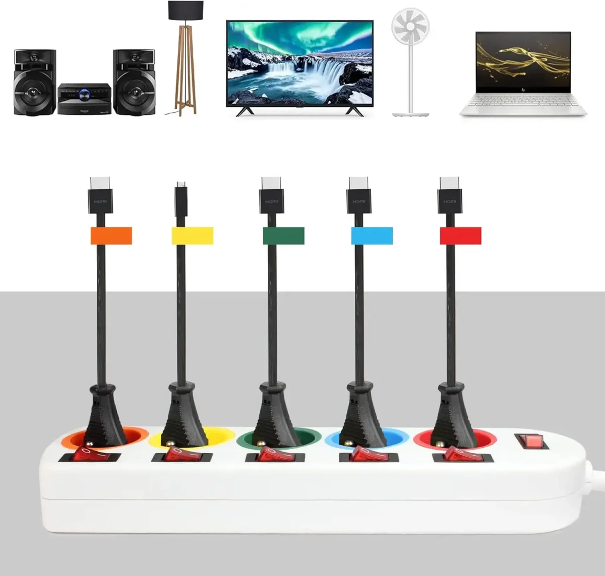چندراهی و محافظ برق رنگی فیشتک FISHTEC 5 - کلید عمومی برای هر پریز - Image 9