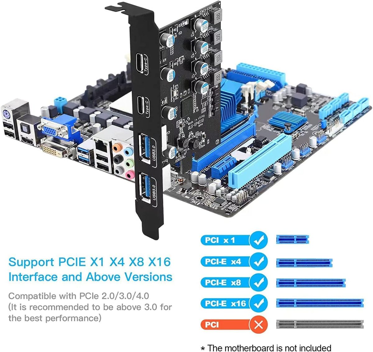 کارت توسعه PCIE to USB Expansion Card 4 Ports (2 x USB C, 2 x USB A)، برای مک و ویندوز