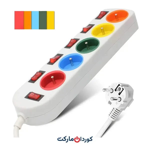 چندراهی و محافظ برق رنگی فیشتک FISHTEC 5
