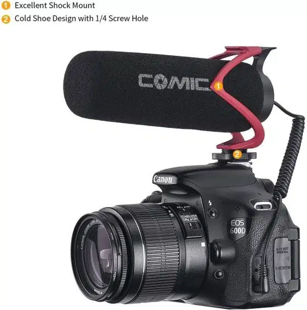 میکروفون ویدئویی شاتگان برای دوربین های DSLR پاناسونیک،کانن، نیکون و گوشی اندروید با جک 3.5 میلی متری