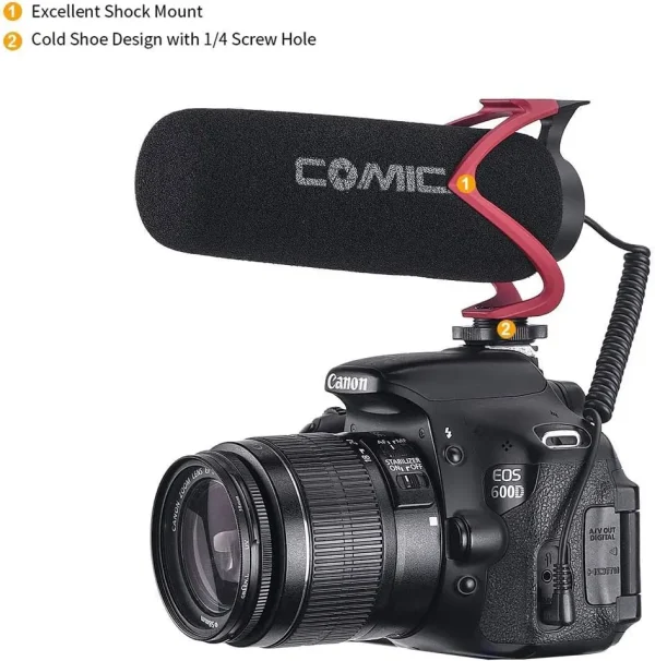 میکروفون ویدئویی شاتگان برای دوربین های DSLR پاناسونیک،کانن، نیکون و گوشی اندروید با جک 3.5 میلی متری
