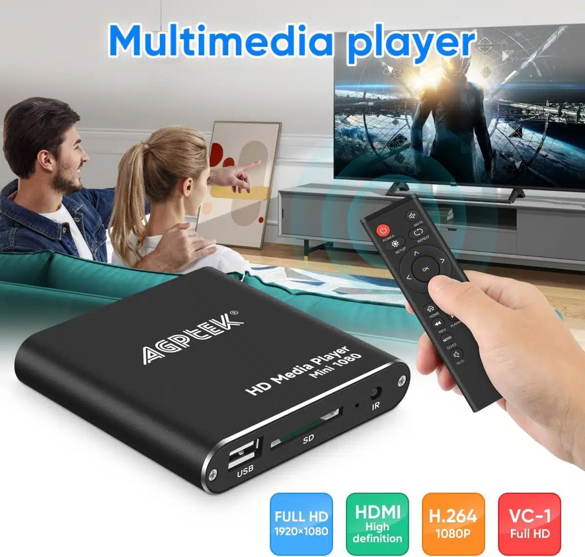 پخشکننده چندرسانهای و دیجیتال 1080P HD برند AGPTEK