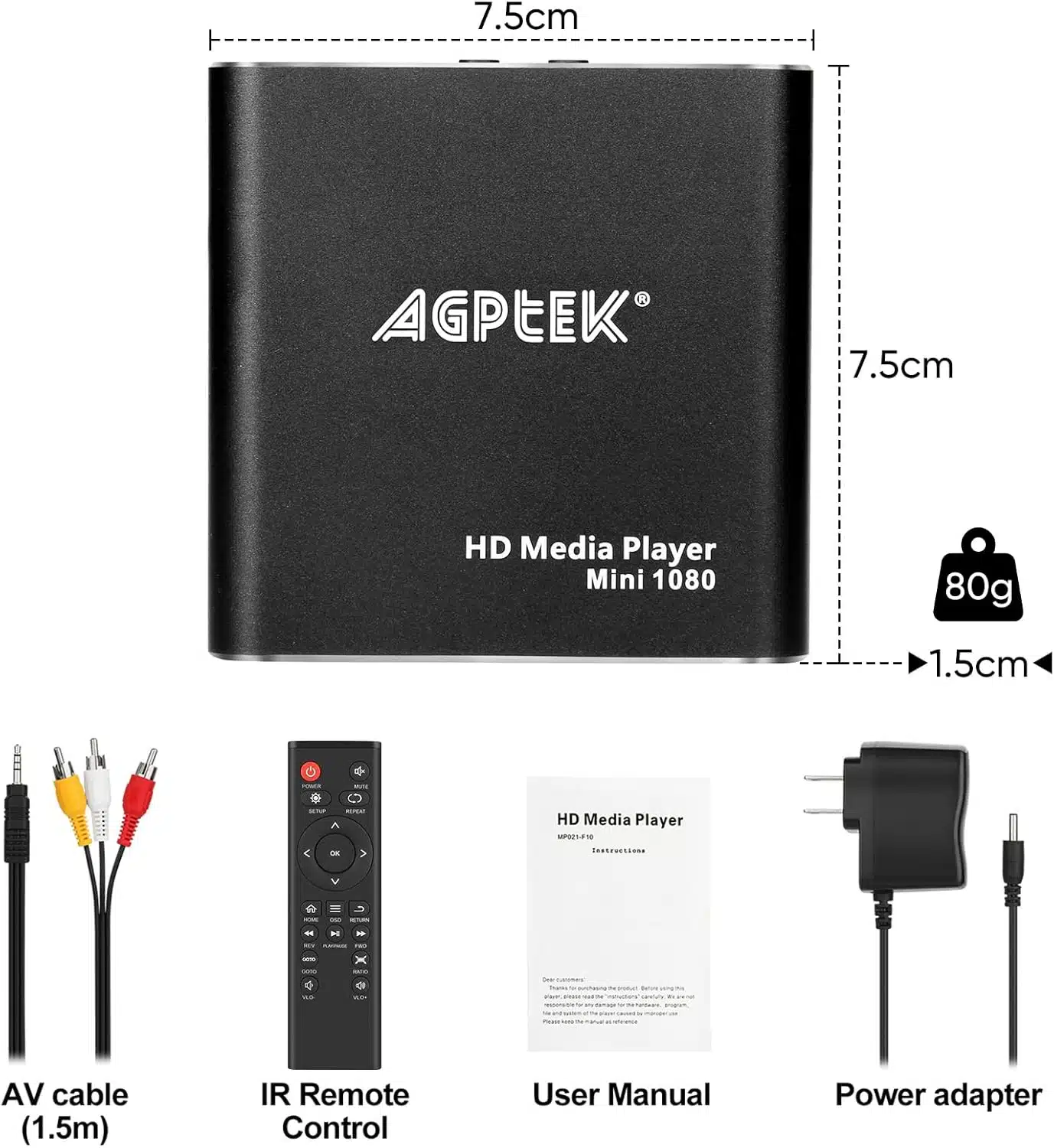 پخشکننده چندرسانهای و دیجیتال 1080P HD برند AGPTEK
