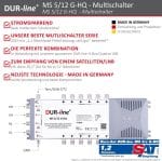 مولتی‌سوئیچ ماهواره‌ای DUR-line مدل MS 5/12 G-HQ با ۱۲ خروجی و کیفیت بالا