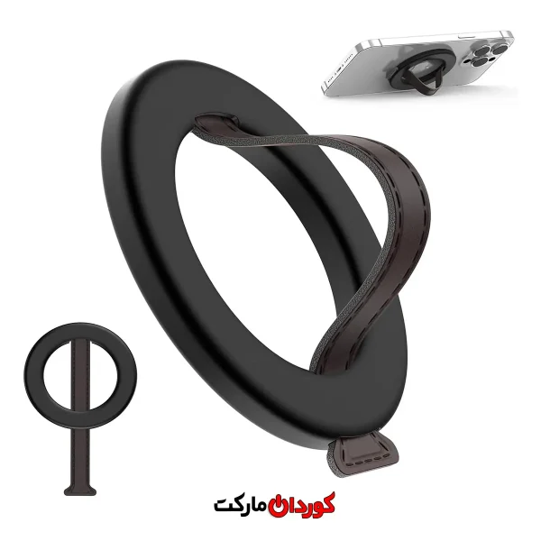 نگهدارنده و استند مغناطیسی با بند چرمی تاشو برند SUPMEGA MagSafe – مخصوص آیفون ۱۴، ۱۳ و ۱۲ کد 25991