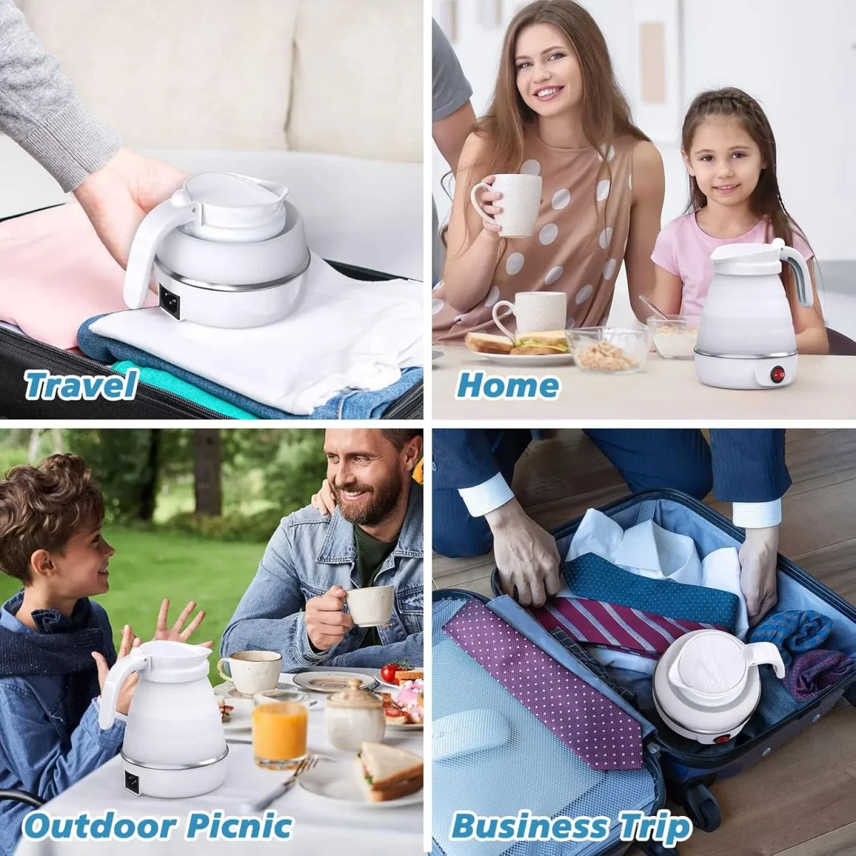 کتری برقی تاشو– سبک، قابل حمل و مناسب برای سفر، کمپینگ و تهیه چای و قهوه